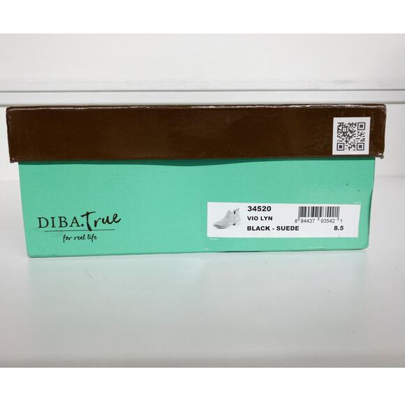 Diba True Silver Studded Black Vio Lyn Suede Block Heel Ankle Boots 8.5 Women's - Picture 9 of 12